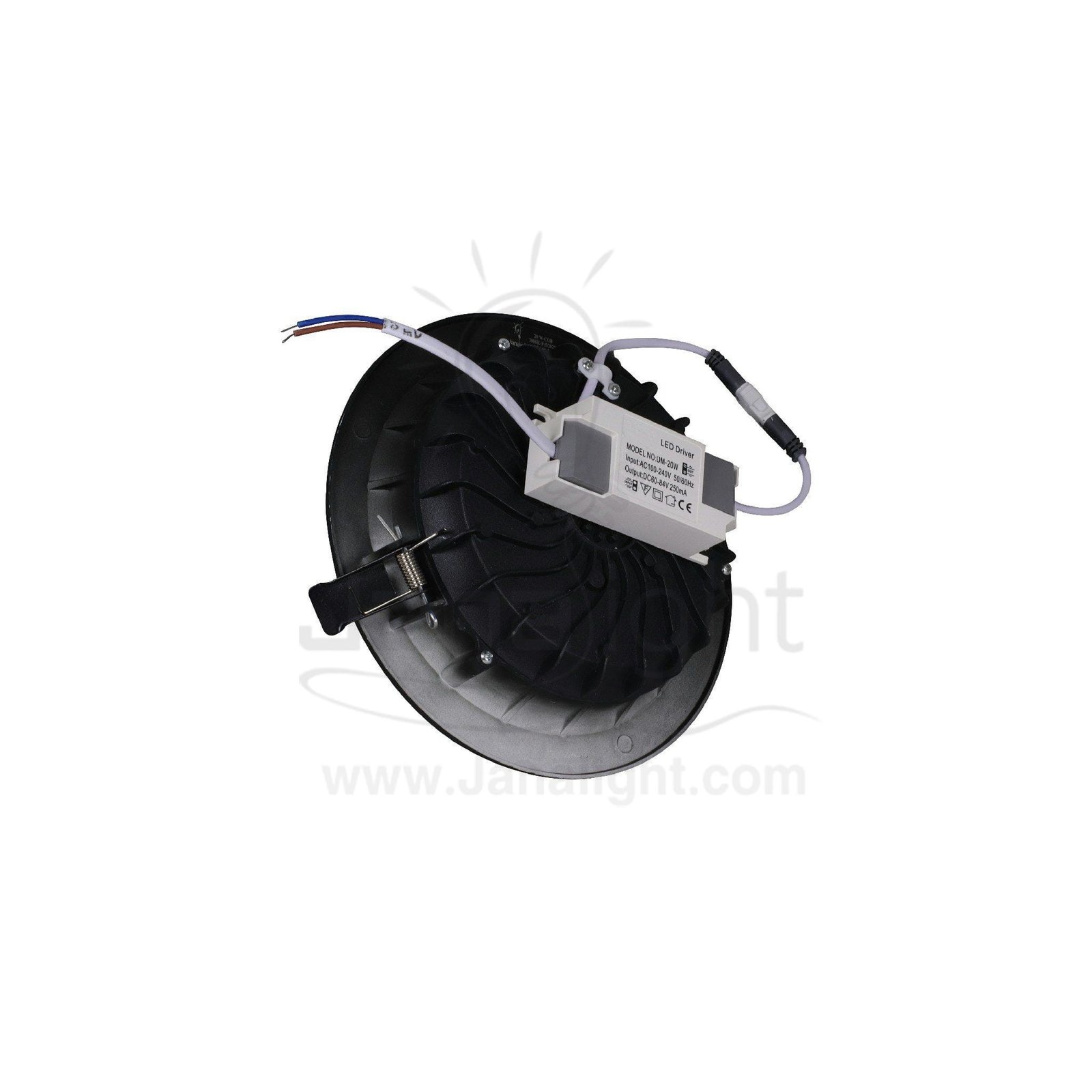 كشاف 20 وات كومبكت وورم حلق اسود مط جنى لايت Plastic Warm Compact 20 Watt Downlight